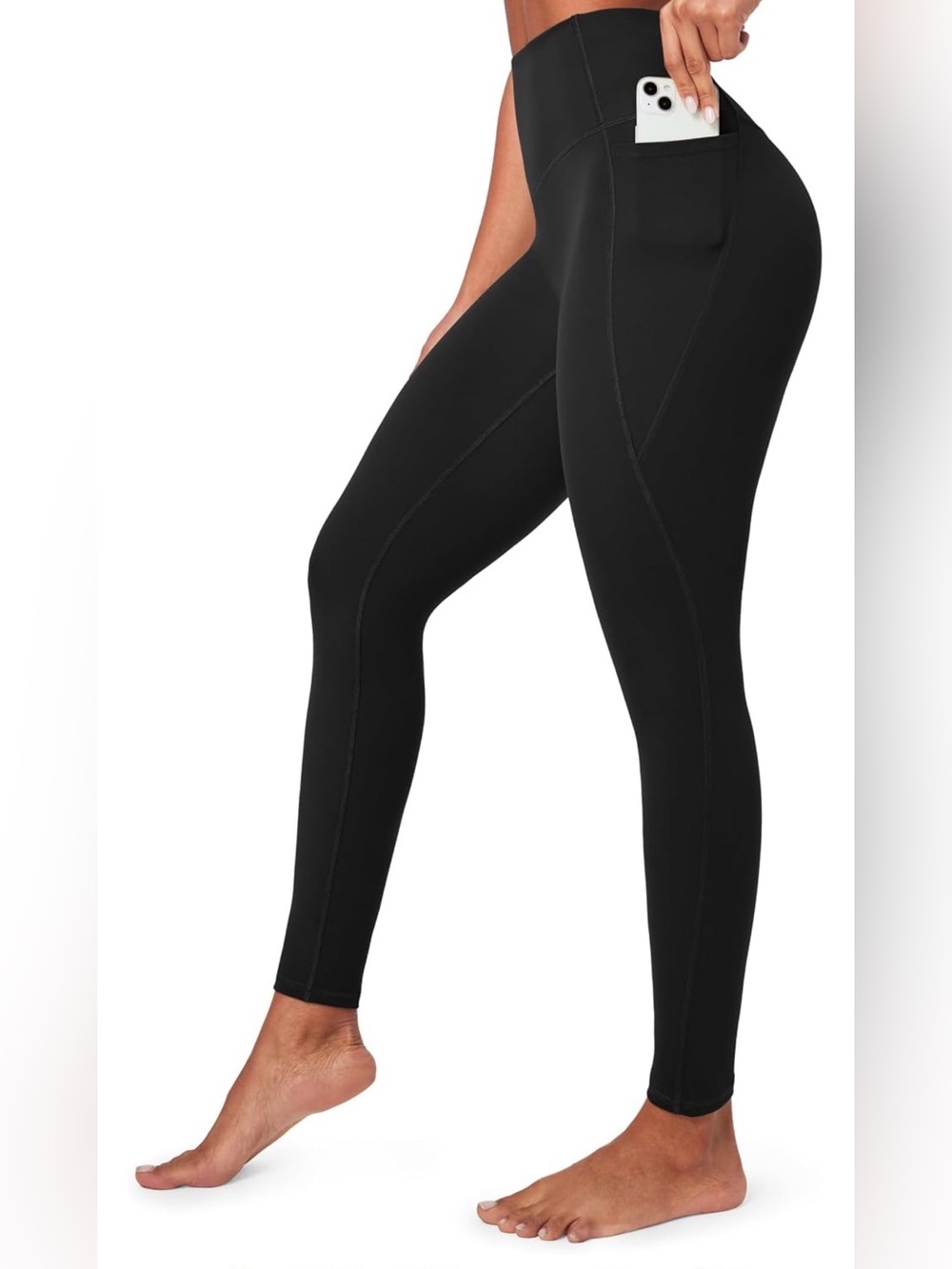 2 for $20 Women's High-Waist Active Leggings with Side Pockets - Blue and black